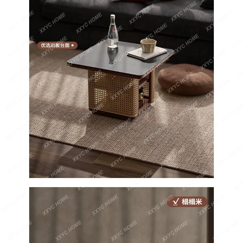 LBlack walnut low tea table balcony sofa side cabinet floor solid wood tea table