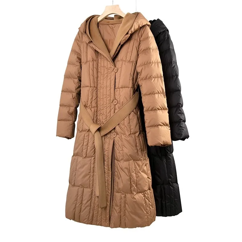 MENINA BONITA 2023 Winter Women Warm New Fashion Natural Goose Feather Down Jacket Luxury Loose Coat Hooded Detachable Outerwear