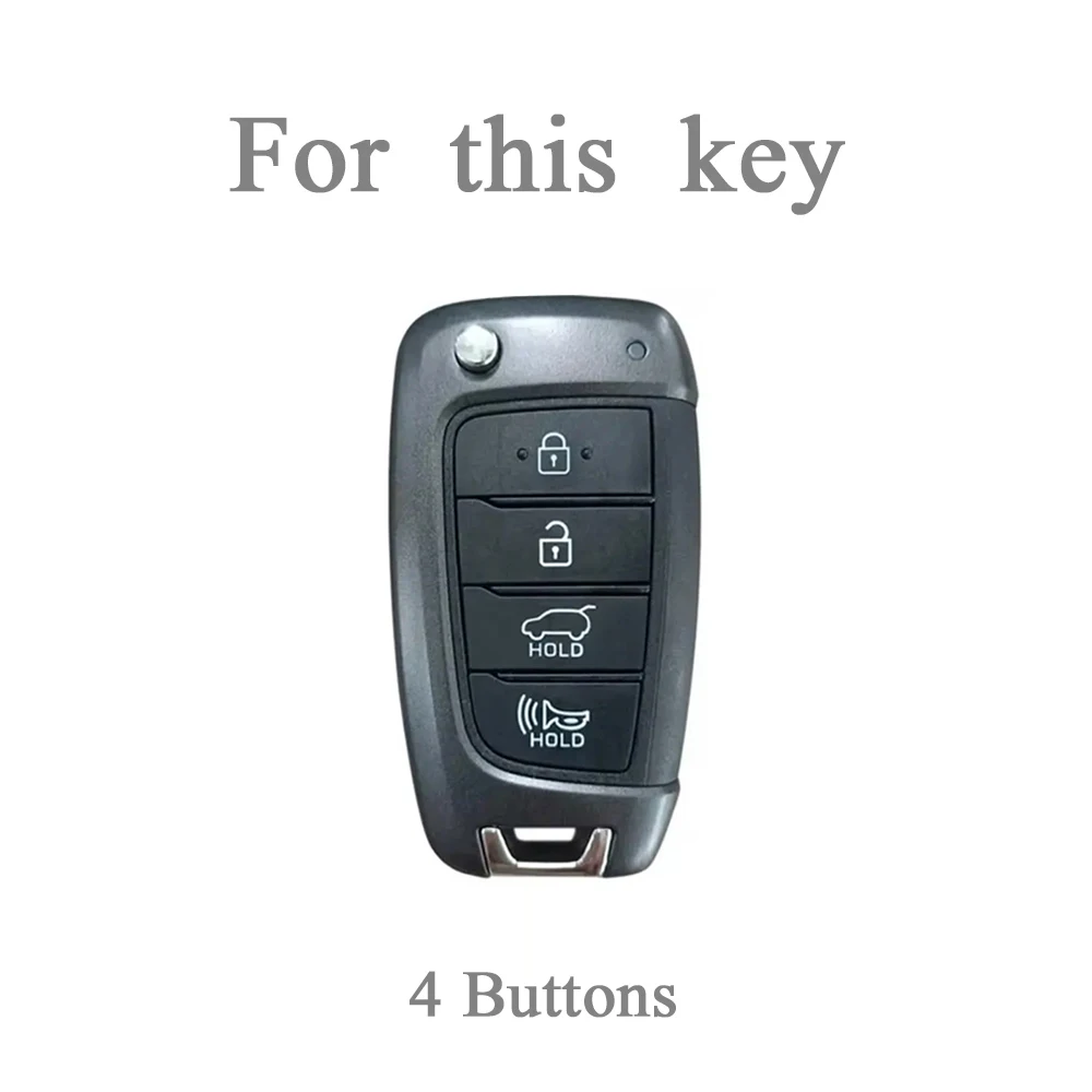 4Buttons TPU Car Flip Key Case Cover Fob For Hyundai Elantra Solaris Tucson i30 i35 i40 KONA Genesis Santa Fe Azera Holder Shell