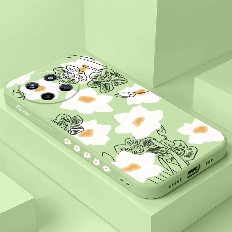 

Moonlight Floret Phone Case For OPPO Realme 14 13 12 11 10 9 9i 8 8i 7 Pro Plus C35 C21Y C25Y C25 4G 5G Liquid Silicone Cover