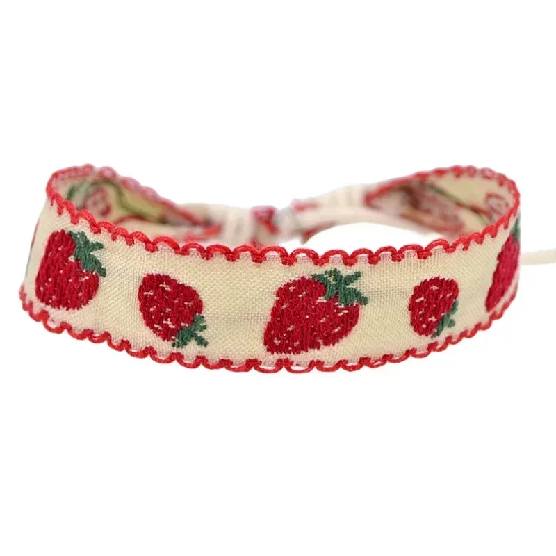 Handmade Ethnic Boho Bohemia Couple Rope Men's Bracelets for Woman Cute Strawberry Embroidered Women's Bracelet &Bangles Jewelry