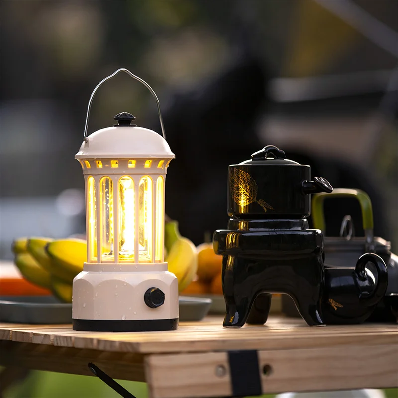 Linterna de Camping recargable Retro LED, luz de Camping Vintage, tienda de campaña portátil al aire libre, COB, iluminación Retro para caballos