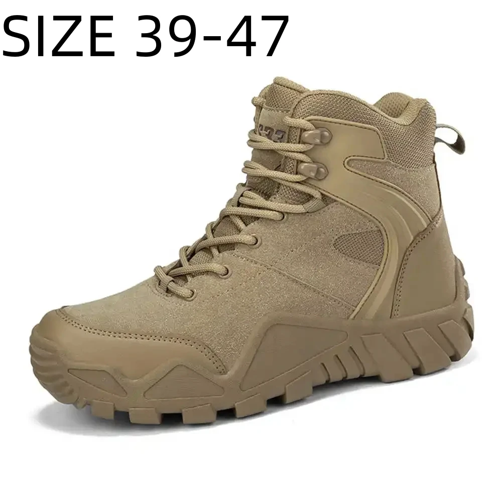 

Outdoor Men Hiking Boots Winter Hight Top Thick Heel Men Boots Outdoor Non Slip Work Sneakers Motocycle Boots Big Size 39-47