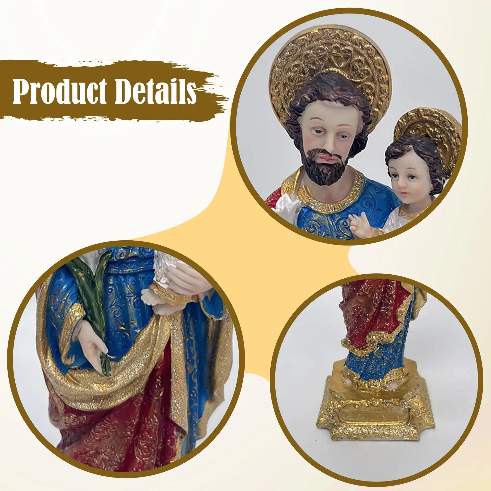 Religious Saint Joseph Holding Christ Child Resin Miniature Desktop Decoration Figure for Father’s Day Home Decor Collection