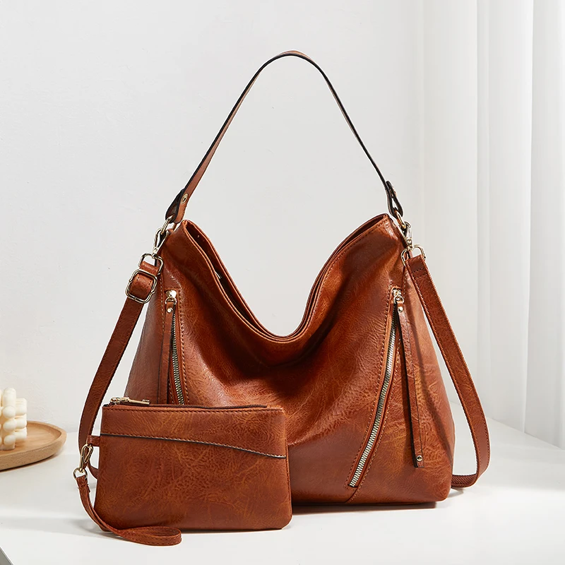 Conjunto de 2 piezas de gran capacidad, nuevo estilo, versátil, minimalista, bolso de hombro, bandolera y de mano para mujer