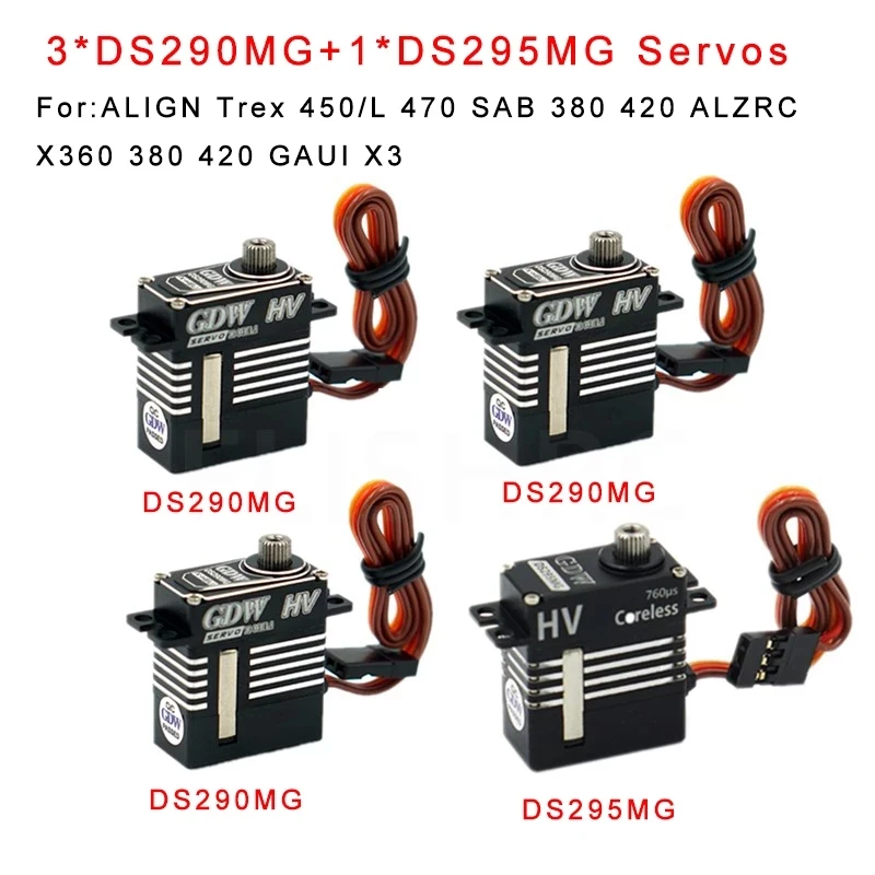 GDW DS290MG DS595MG Digital Coreless Swashplate Servo For Steam AK400 GOOSKY RS4 VENOM ALZRC X360 SAB 380/420 470 RC Helicopter