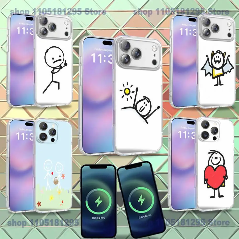 

Cartoon Stickman Matchman For iPhone 17,12,11,14,13,15,16,Plus,Air,Pro,Max,E,Mini for Magsafe Magnetic Frosted Phone Case
