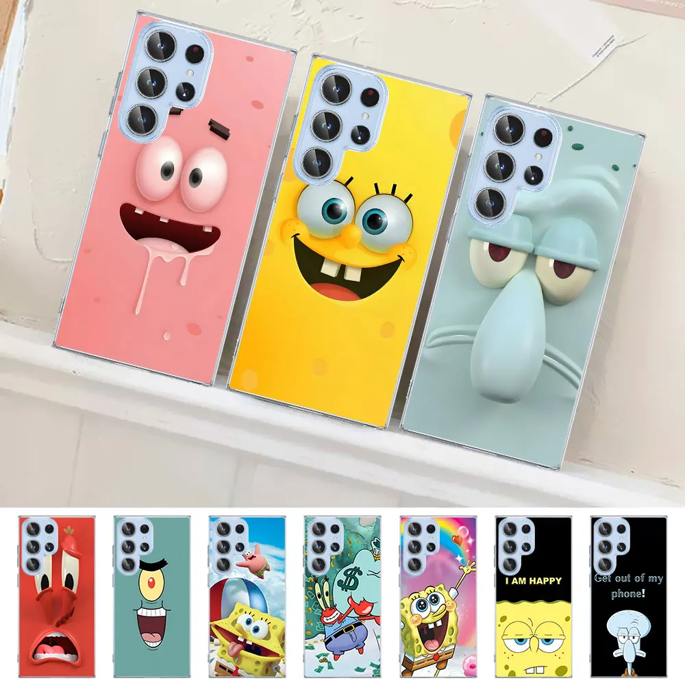 Patrick Star SpongeBob Case for Samsung Galaxy S24 S23 S22 S20 FE S21 Ultar S10 S10e S9 Plus S8 TPU Clear Phone Cover Bumper