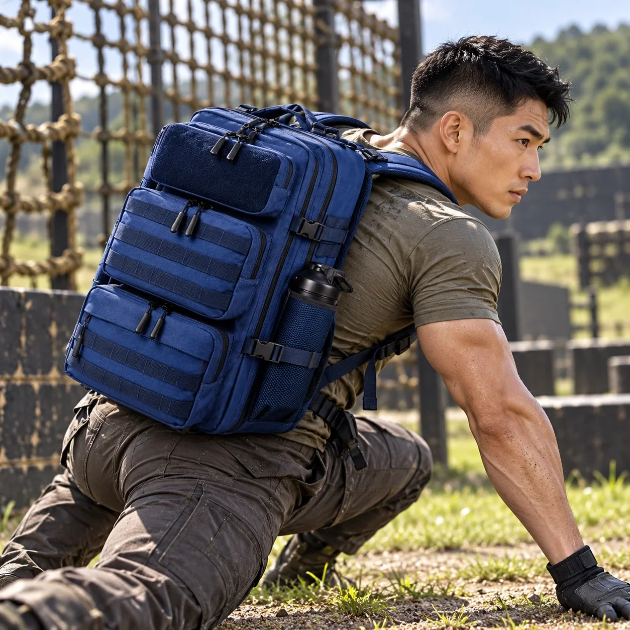 Men 55L Tactical Athlete Backpack Sports Gym Rucksack with Shoe Compartment for Business Trip Camping Hiking Travel