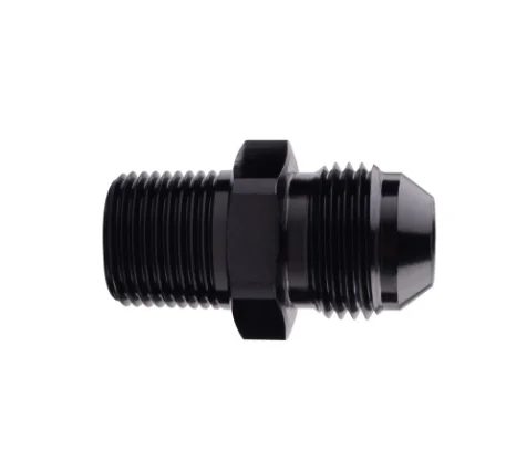 Aluminum 10AN Male Flare to 3/8 NPT Male Fuel Hose Fitting Adapter Straight Black Anodized JIC 10 AN 7/8-14 to 3/8 NPT Thread Pi