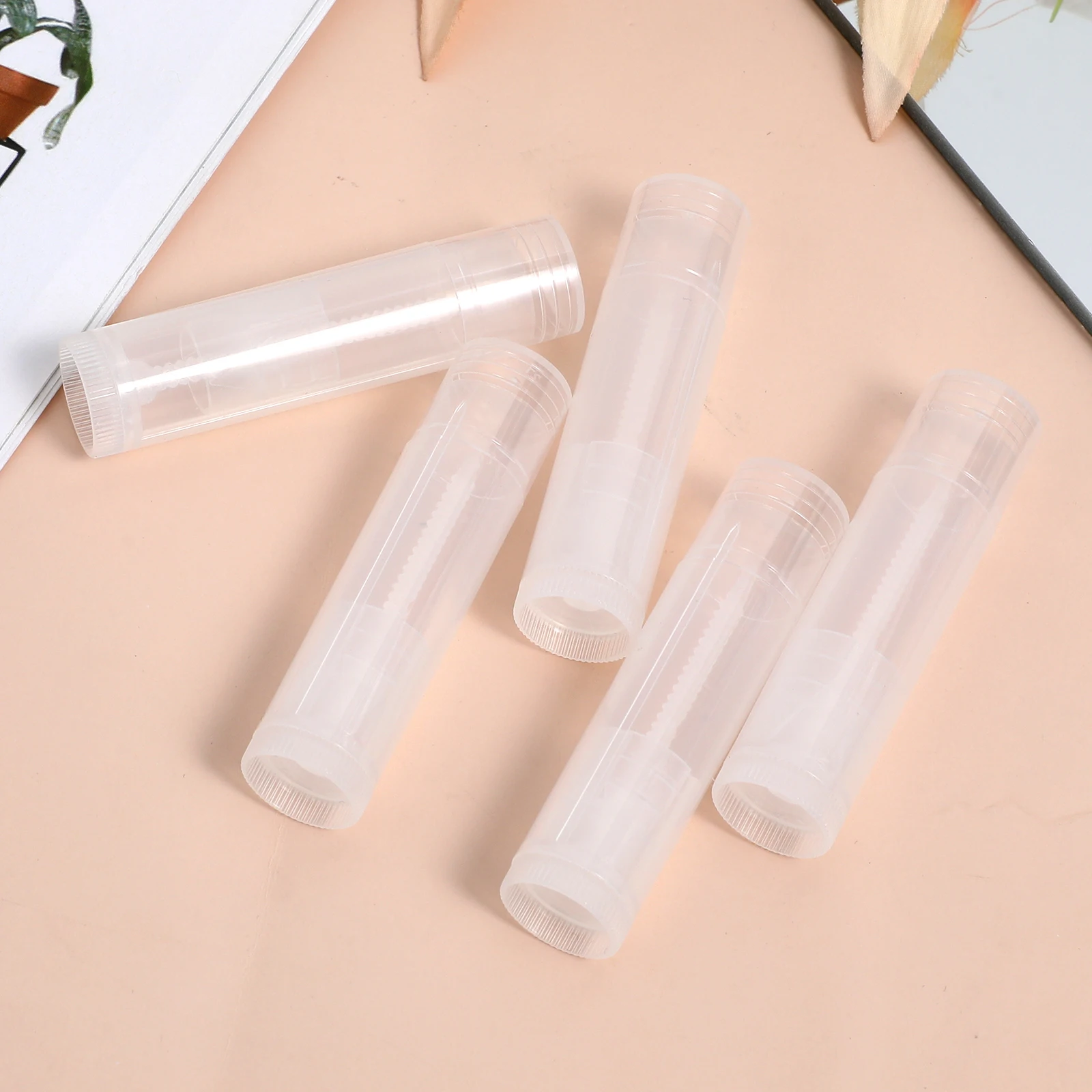 50개입 립밤 용기 투명 PP 소재 푸시 휠 메커니즘 DIY 립스틱 글로스 보관 빈 튜브