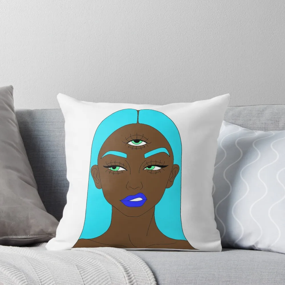 Third Eye Girl (Blue) Throw Pillow Covers For Sofas Sofas Covers pillow