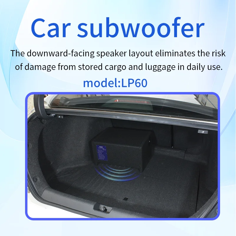 Car Active Subwoofer 10 Inch 120W Wooden Box Subwoofer with Built-in Amp Deep Bass for Car Audio System