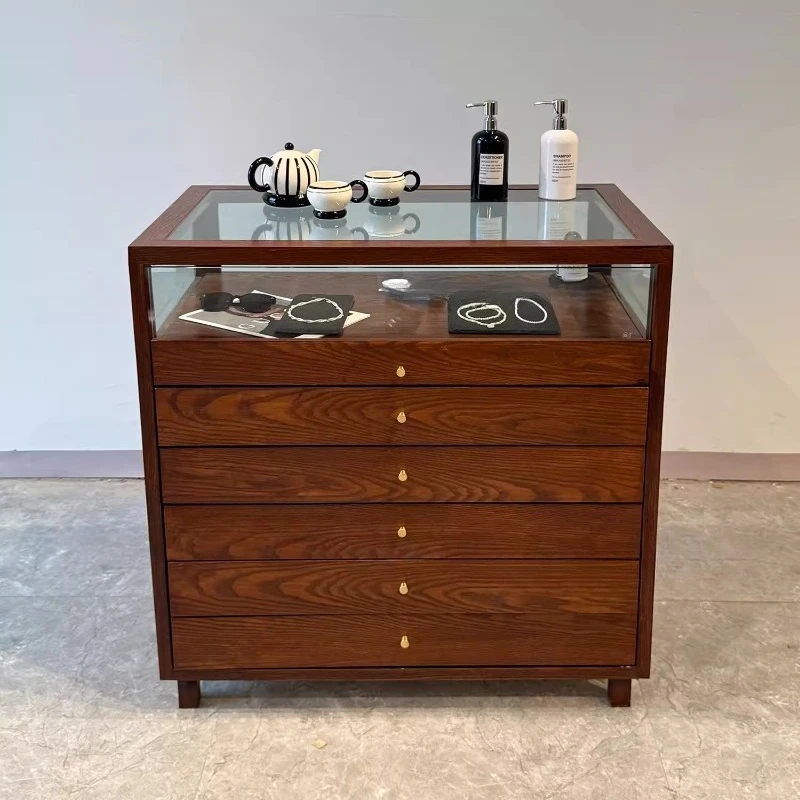 Jewelry Display Cabinet Display Cabinet Simple Light Luxury Water Table Glass Middle Island Cabinet