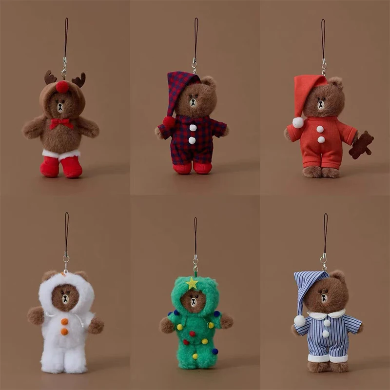 

Linefriends Рождественский бурый медведь серии милый плюшевый кулон брелок сумка кулон подарочная коллекция игрушек