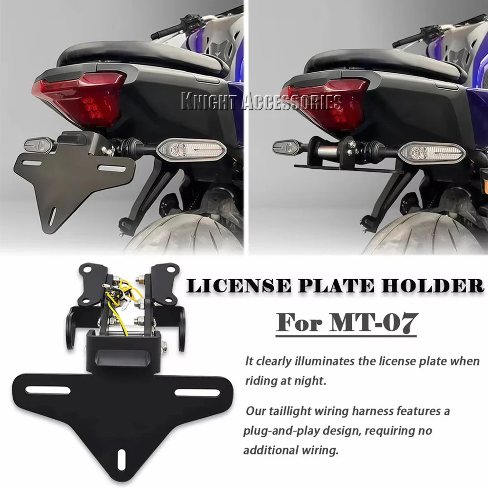 For MT-07 MT07 MT 07 2025- Motorcycle Accessories Rear Tail Light License Plate Holder Tail Integrated Frame Bracket LED Light