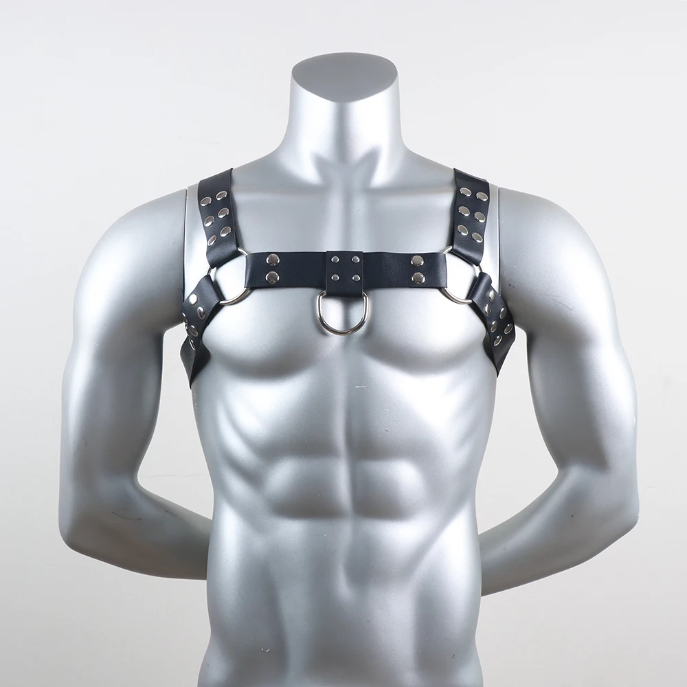 Male Lingerie Leather Harness Bondage Strap Men Adjustable Fetish Gay Sexual Body Chest Harness Belt Punk Rave Costumes for Sex