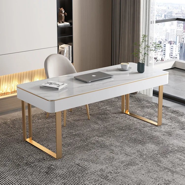 

Nordic light luxury rock slab single desk modern with drawers designer studio workbench home writing desk