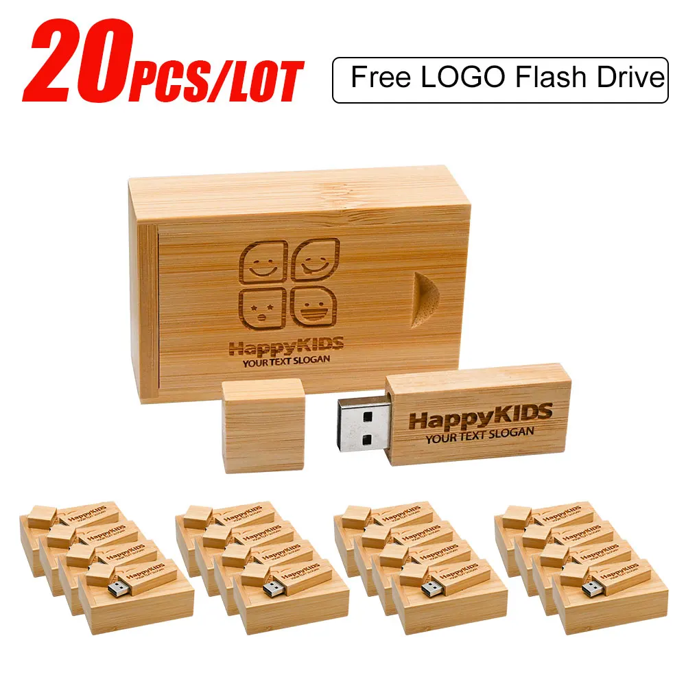 20PCS/LOT Wooden USB 2.0 Flash Drive 128GB High speed Pen drive 64GB 32GB Creative gift Memory stick U disk for Laptop Free Logo