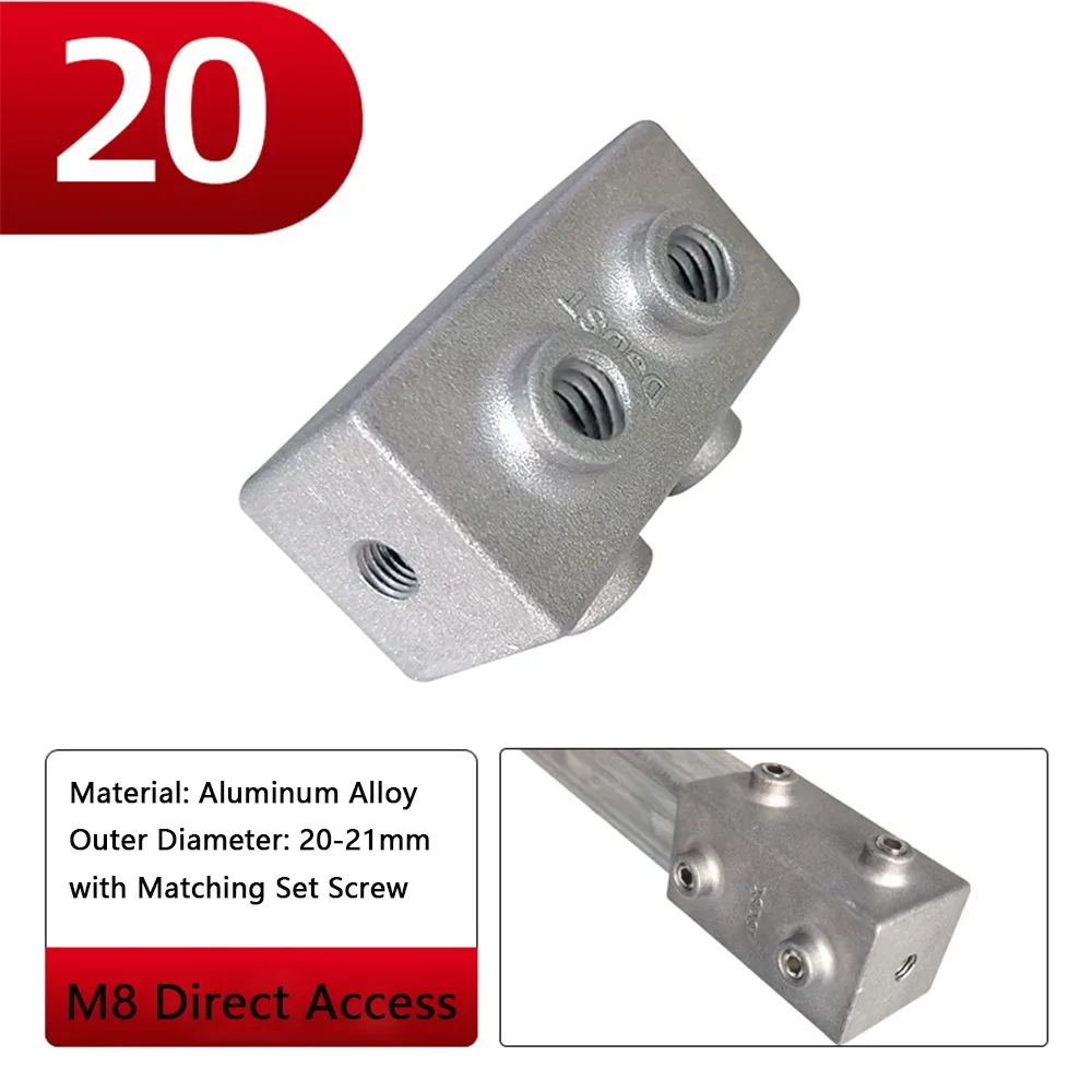 Connecteur carré à trois voies 20x20mm, 30mmx30mm, 25x25mm pour tube carré, accessoires en alliage d