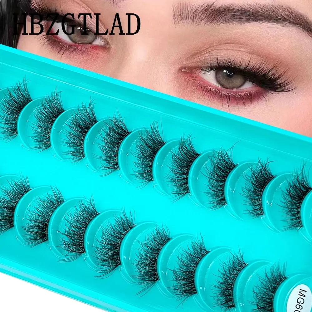 New 10 Paris Half False Eyelashes with Clear Band Wispy Cat Eye Look Natural Short Lashes Faux Mink Fake Eyelashes