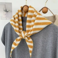 New Women Wool Scarf Shawl Winter Warm Soft Knitted Striped Triangle Fashion Brand Bandana Lady Wool Scarves 4