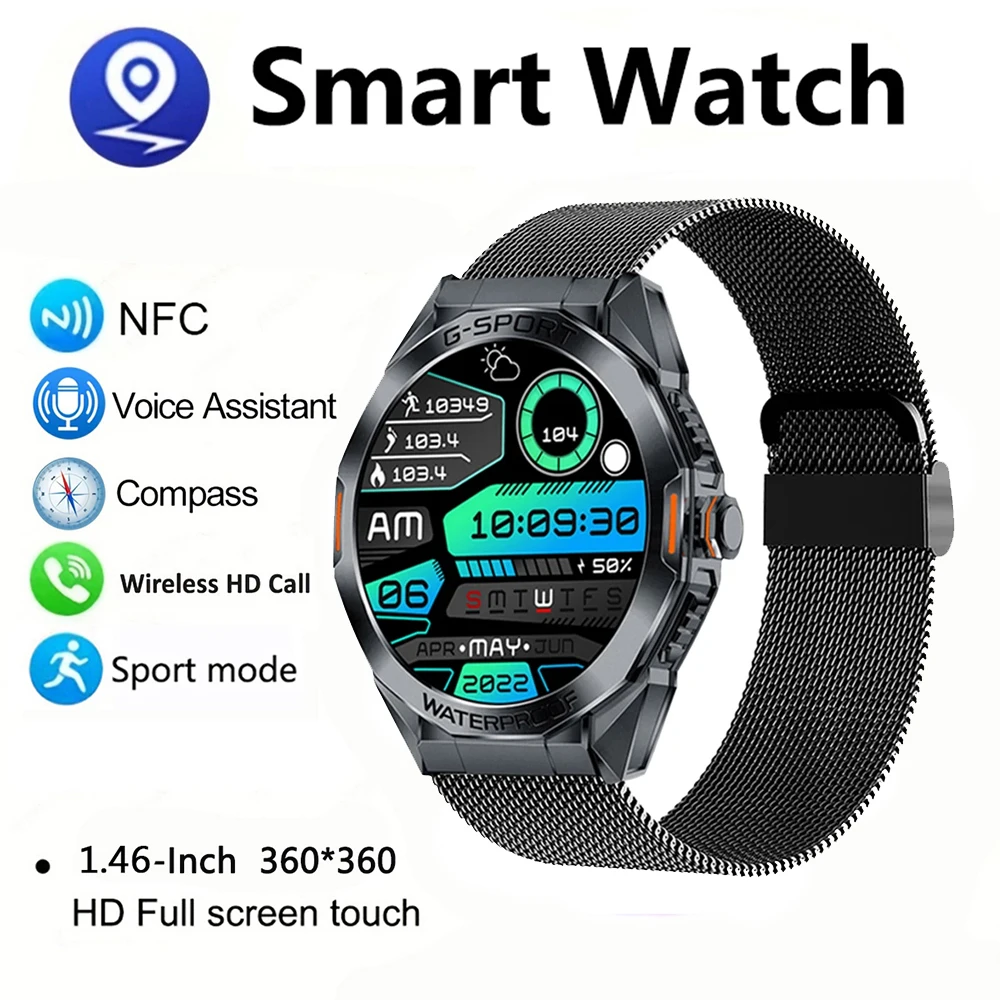 

New Men's Smartwatch 1.46-inch 360 * 360 Resolution High-definition Touch Screen Heart Rate And Blood Pressure Monitoring Watch