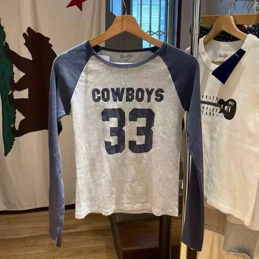 

Американская футболка с длинным рукавом, облегающая, с круглым вырезом, с принтом Brandy BM, 100% хлопок, для повседневной носки, осенняя одежда