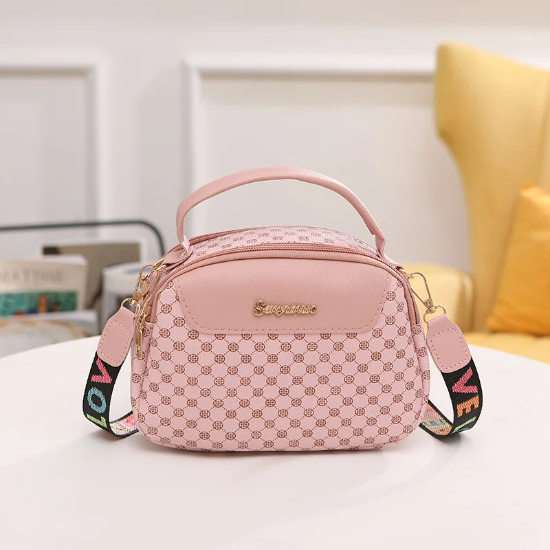 Presbyopic bag women's new fashionable shoulder handbag double zipper mini mobile phone bag crossbody bag