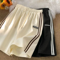 Side Striped Sweatpants Women High Waisted Loose Straight Running Shorts Summer Fashion Casual Black White Wide Leg Shorts