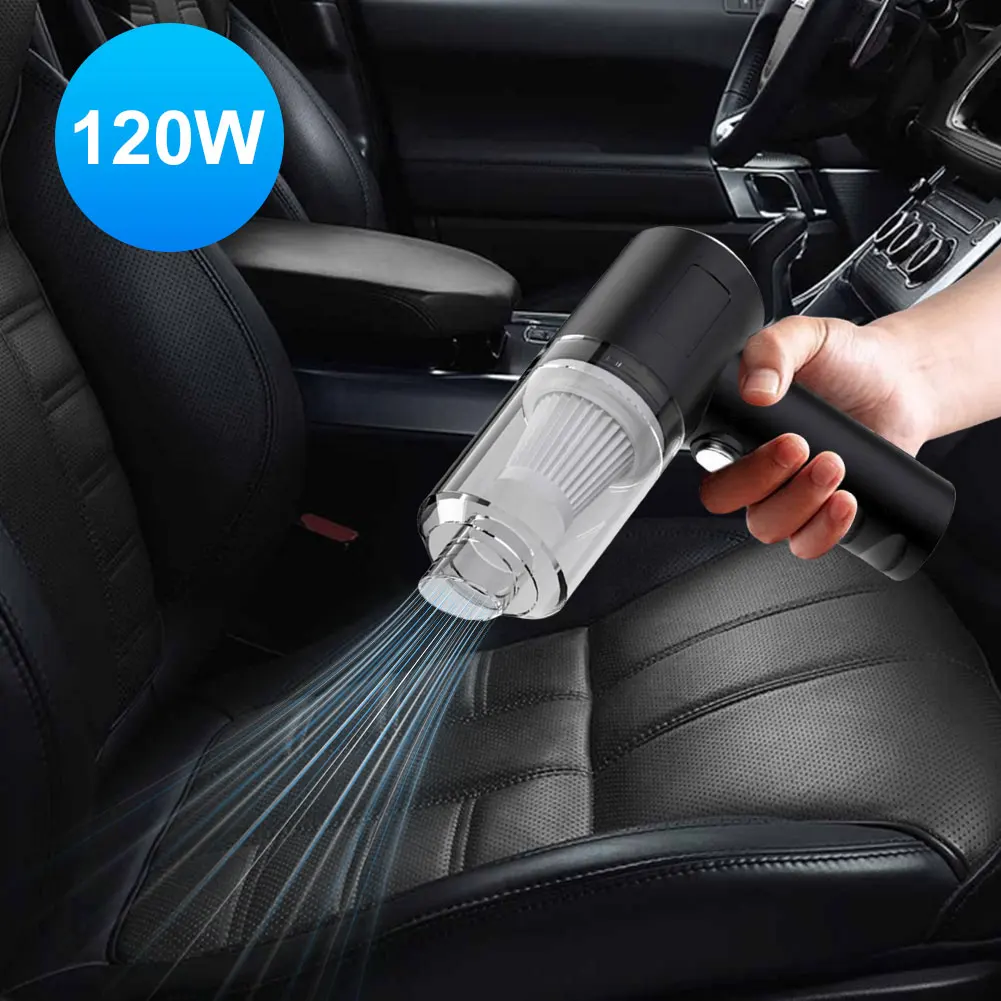 Car Vacuum Cleaner 120W High Power Portable Mini Vacuum Rechargeable Dust Buster Strong Suction for Car Home Office Pet