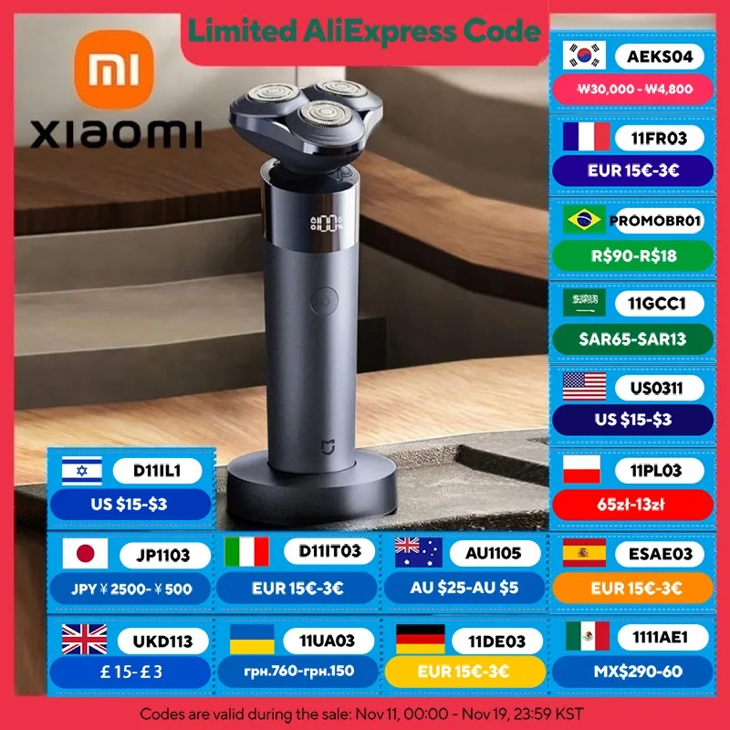 

XIAOMI MIJIA S302 Electric Shaver Men's Beard Trimmer Machine Shaving Portable Flex Razor IPX7 Washable Dry Wet Machine Shaving
