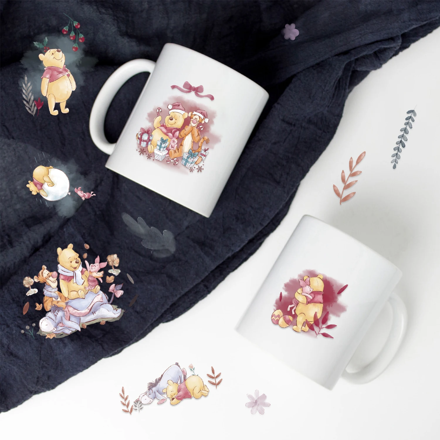 ديزني 8 قطع بوه الدب ملصق مذكرات الكمبيوتر المحمول الأمتعة سكيت الكرتون ملصق متعة الكلاسيكية هدية الديكور #4