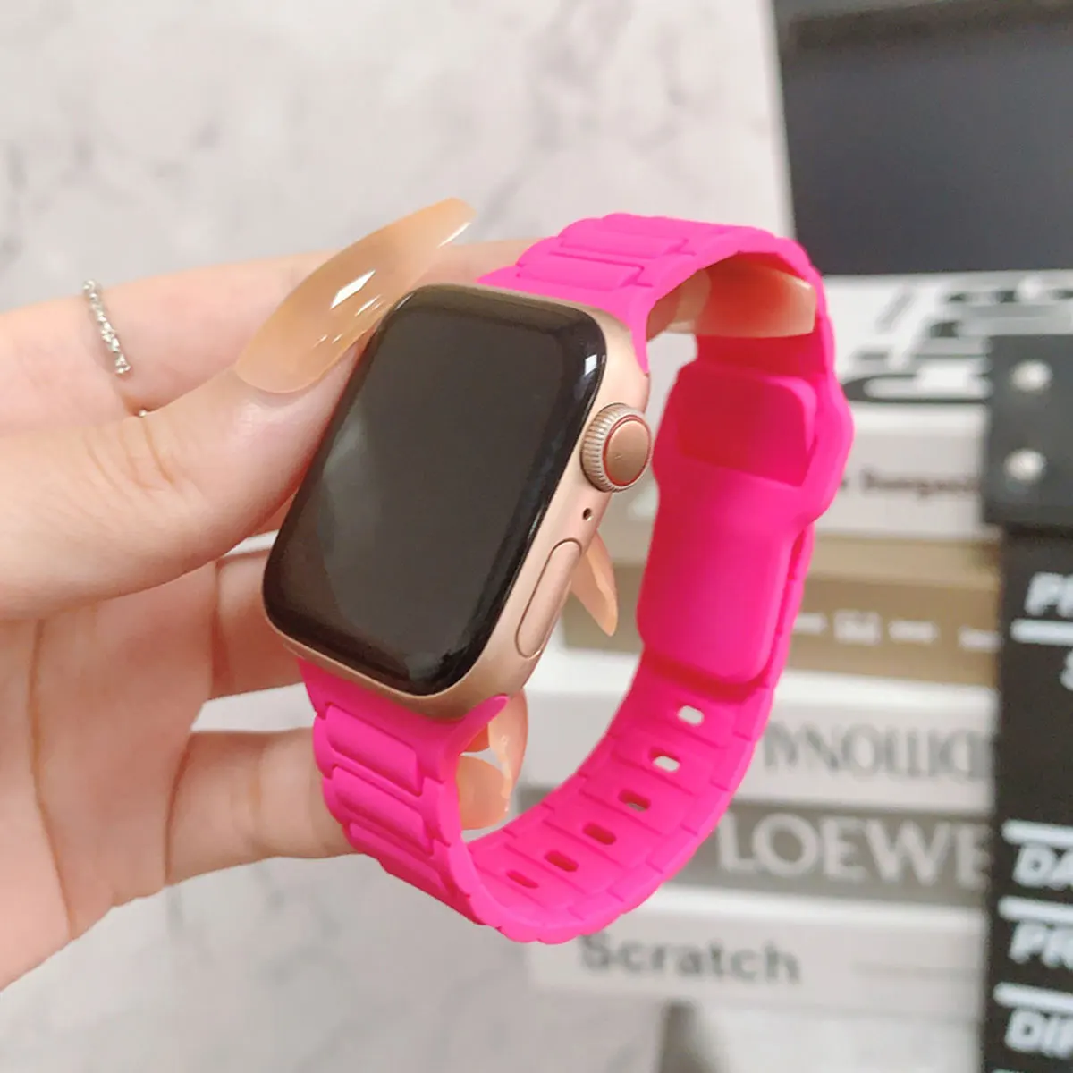 Three Beads Silicone Fashion band for Iwach 7 8 3 6 9 Ultra unisex band for Apple Watch 49-42mm 41-38mm all models