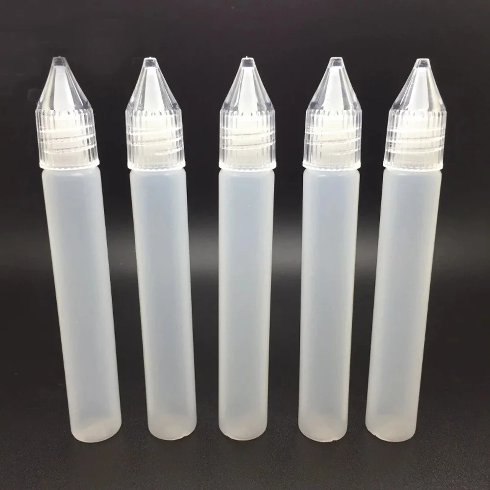 5pcs/lot 15ml 30ml Pen Shape Plastic Needle Tip Dropper Travel Bottles Empty Cosmetic Liquid Bottle with Oil Long Slim Droppe