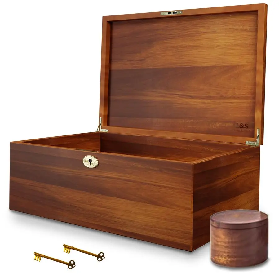 

Large Memory Box For Keepsakes Acacia Wood Box, Decorative Boxes With Hinged lid and locking key, Memory treasure Wood Box, Wood