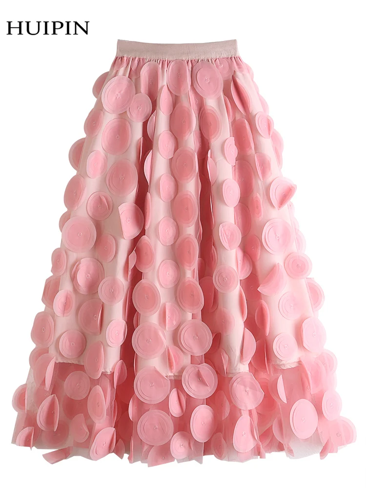 水玉シフォンドレス,ハイウエスト,空中ブランコスカート,単色,愛らしい,超魅力的,夏のファッション