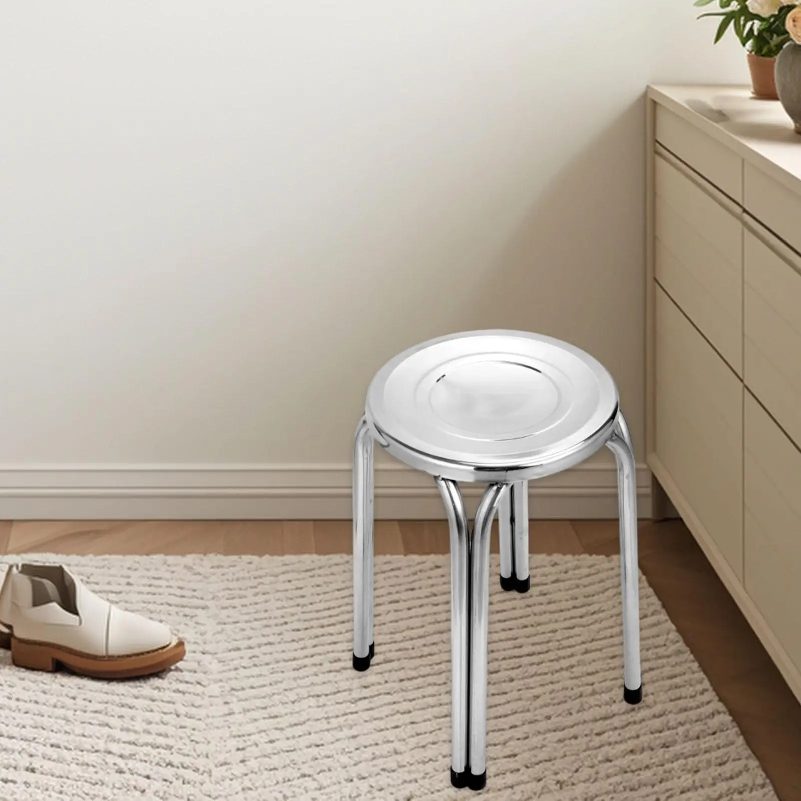 Stainless Steel Stackable Stool Modern Backless Counter Seating Industrial Stool for Home Restaurant or Shop Use