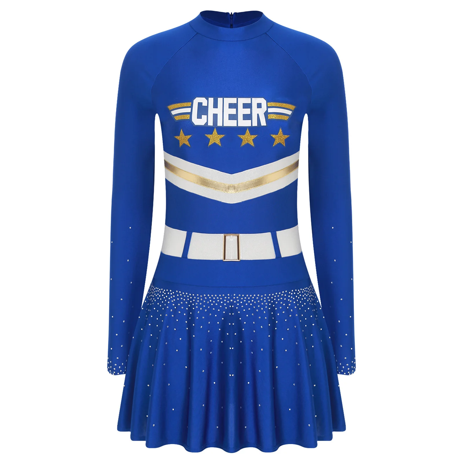 

Women Cheerleader Cheerleading Modern Dance Performance Costume Glittery Rhinestone Embellished Themed Party Cheer Dance Outfit