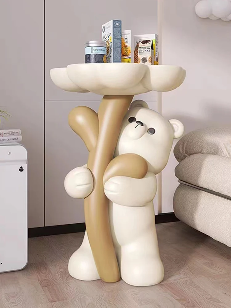 Nordic Home Decoration Cartoon niedźwiedź rzeźba stolik śliczne statua zwierząt luksusowe Sofa do salonu stolik nowoczesne łóżka sztuki