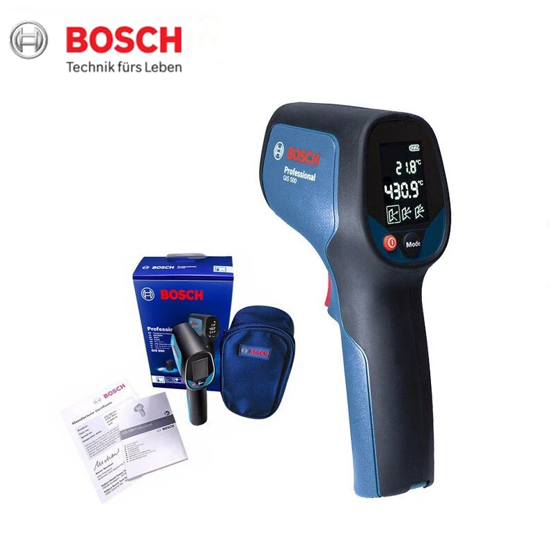 

Bosch Gis 500 Infrared Thermodetector Temperature Measuring Gun High Precision Industrial Measuring Range -40 To 500 Degree