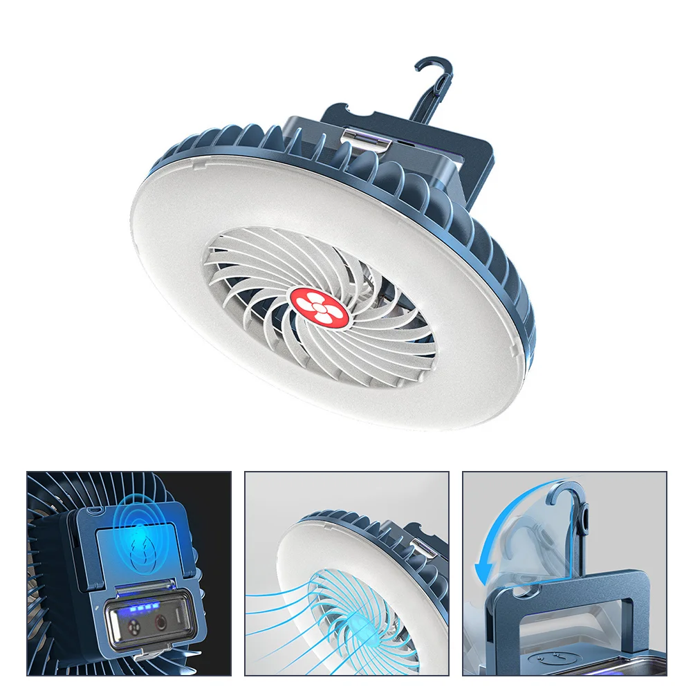 

Portable Camping Lamp Tent Light Fan Charging Emergency Solar Lantern High Brightness Waterproof Multi function Design for Daily