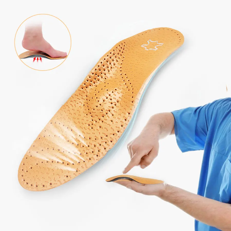 Best Insole For Shoes Leather Orthotic Insoles Flat Feet High Arch Support Orthopedic Shoes Sole Fit In O/X Leg Corrected Insert