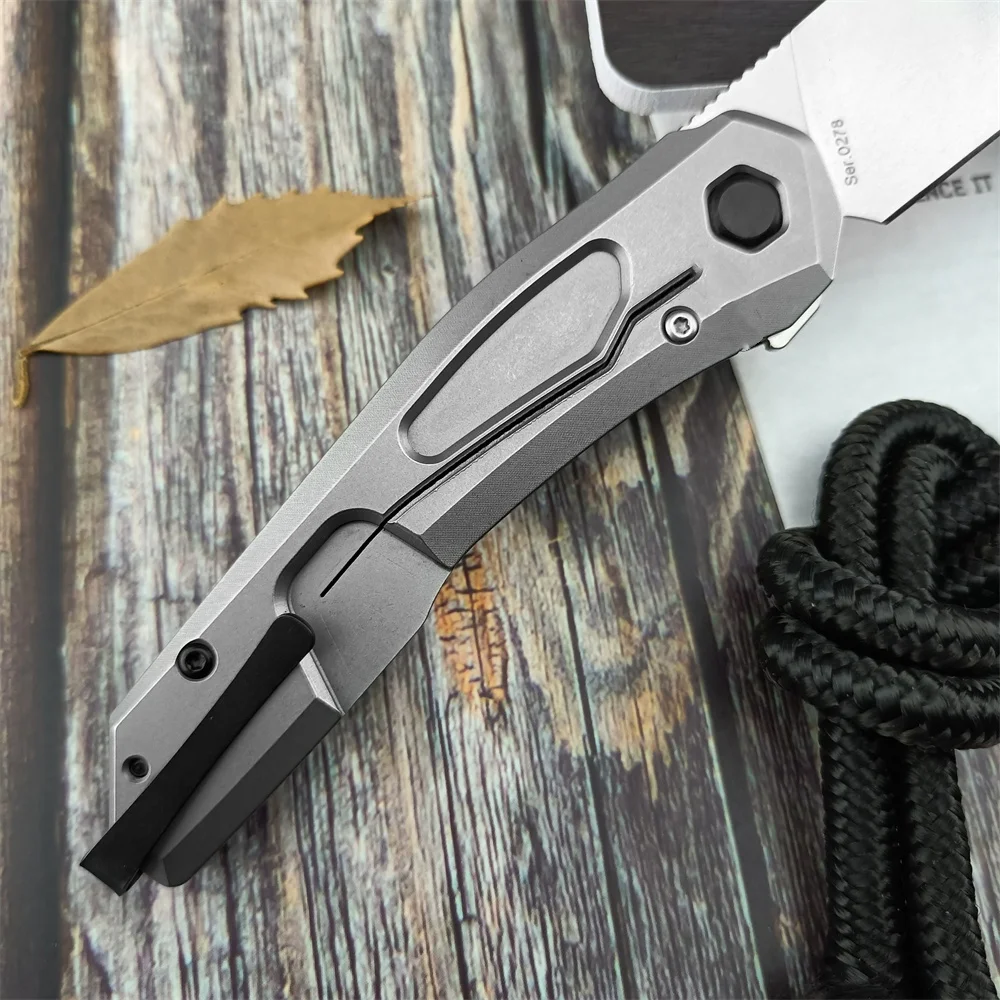 MagnaCut Flipper Couteau pliant avec roulement à billes, 0545, lame lavée à la pierre, fibre de carbone, survie en plein air, camping Foy, outil EDC