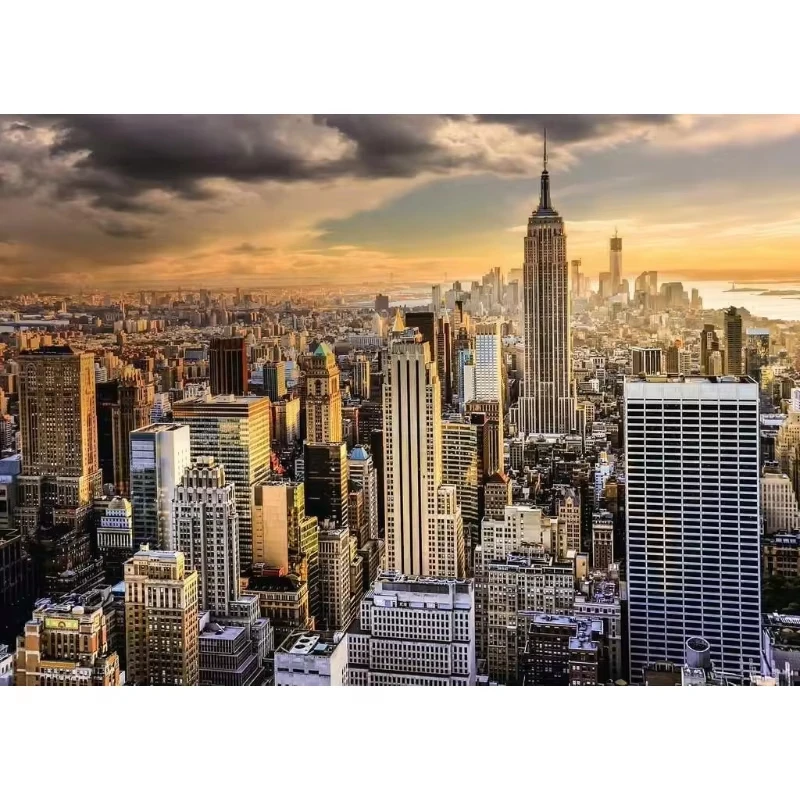 5D DIY Diamant-Malerei-Set New York City Skyline Nachtszene Kunst Vollflächiges Strass-Mosaik Wanddekoration Geschenk für Erwachsene