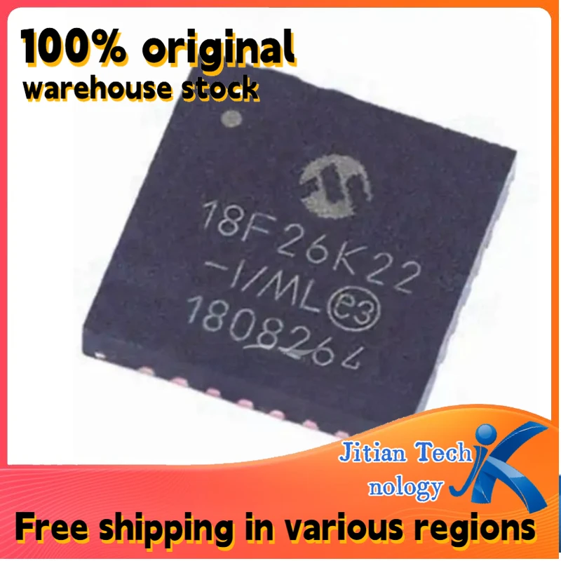 100% original inventory 1PCS PIC18F26K22-I/ML logo 18F26K22-I/ML QFN-28 8-bit Embedded - Microcontroller Channel direct sales