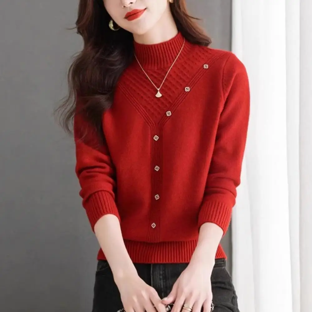 2024 New Women s Turtle Neck Inner Sweater Half Fashionable Loose Fit Stylish Knit Top Base Layer Pullovers