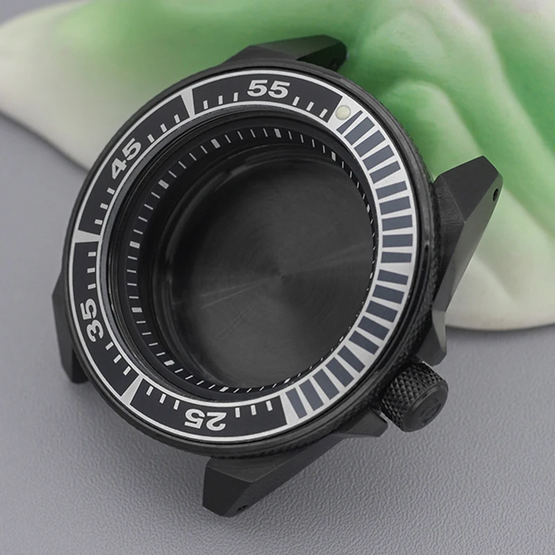 44 mm Samurai Watch Case, Sapphire Glass, Sealed Caseback, Black Case Compatible with Calibre NH35 NH36 4R35 7S26, Watch Case