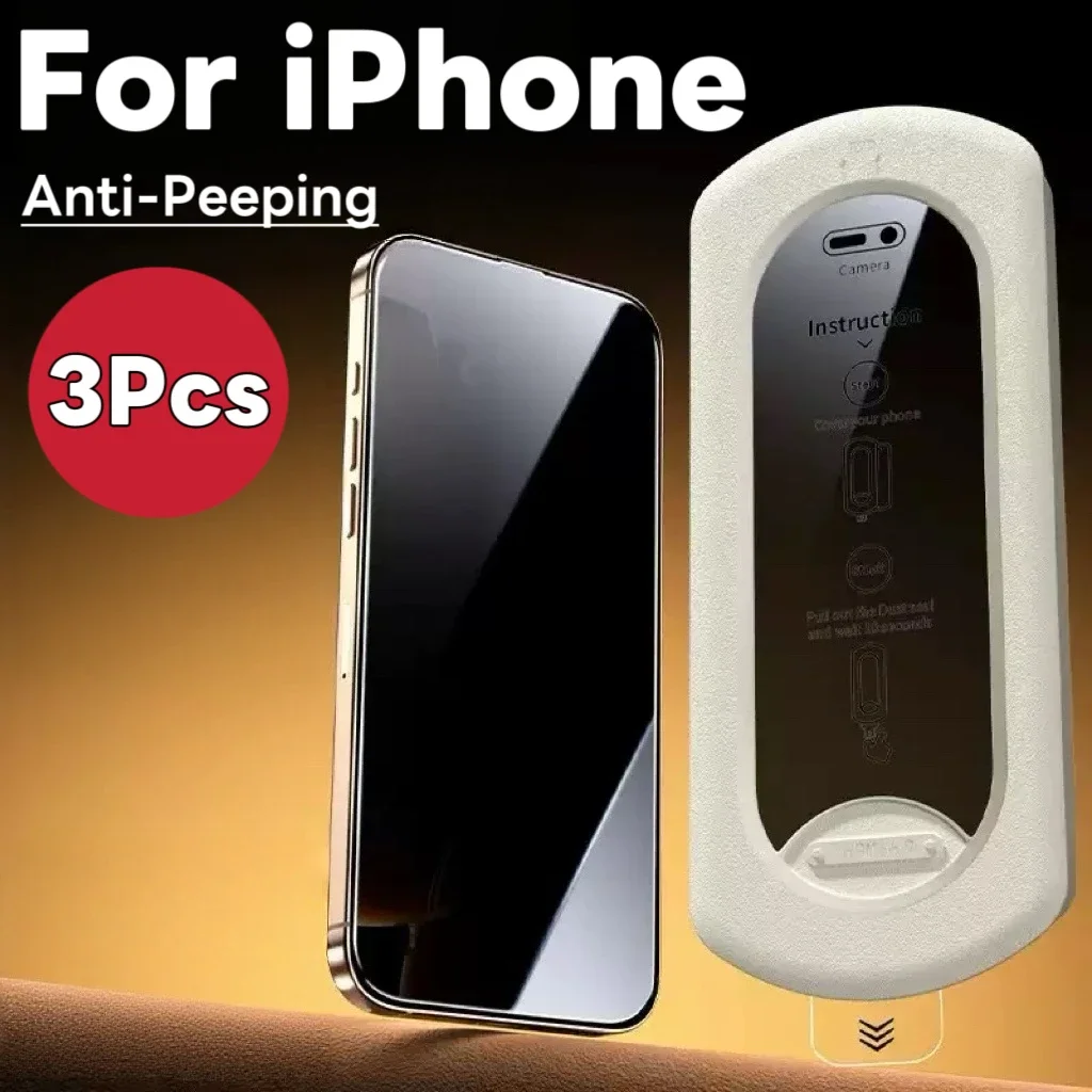 

Антишпионское защитное стекло для iPhone 17/16/15/14/13 всех серий, 3 штуки в упаковке