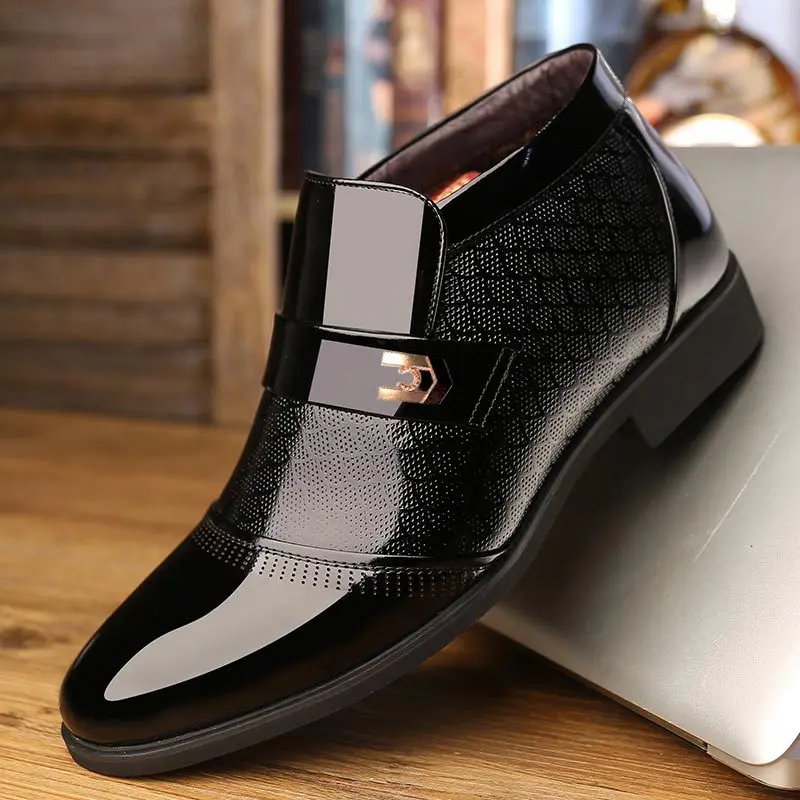 

Men's Formal Shoes Leather Oxford Shoes for Men Ankle Boots Pointed Toe Business Wedding Shoes Winter Warm Men Zapatos De Hombre